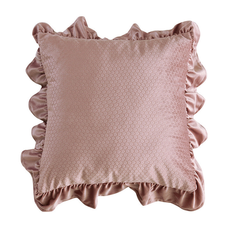 HKM-710035 Jacquard Ruffle Velvet Cushion Cover – Modern Simple Design, 45x45CM, Dutch Flannel