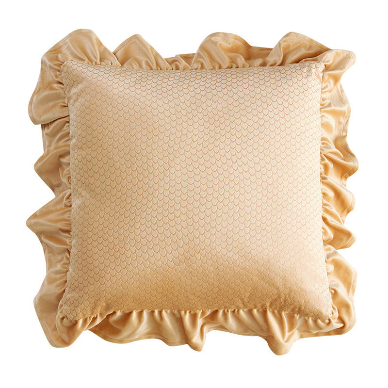 HKM-710035 Jacquard Ruffle Velvet Cushion Cover – Modern Simple Design, 45x45CM, Dutch Flannel