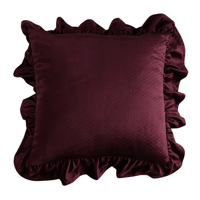 HKM-710035 Jacquard Ruffle Velvet Cushion Cover – Modern Simple Design, 45x45CM, Dutch Flannel