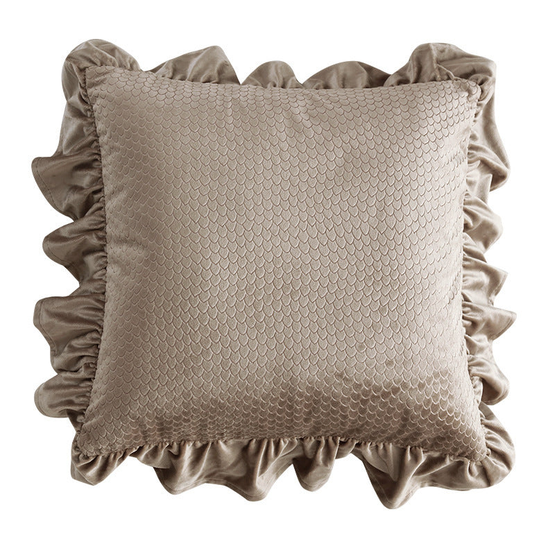 HKM-710035 Jacquard Ruffle Velvet Cushion Cover – Modern Simple Design, 45x45CM, Dutch Flannel