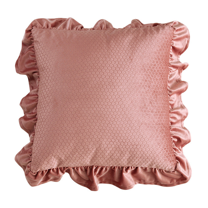HKM-710035 Jacquard Ruffle Velvet Cushion Cover – Modern Simple Design, 45x45CM, Dutch Flannel