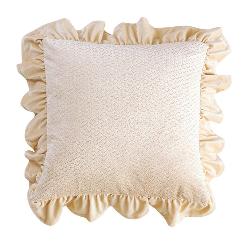 HKM-710035 Jacquard Ruffle Velvet Cushion Cover – Modern Simple Design, 45x45CM, Dutch Flannel