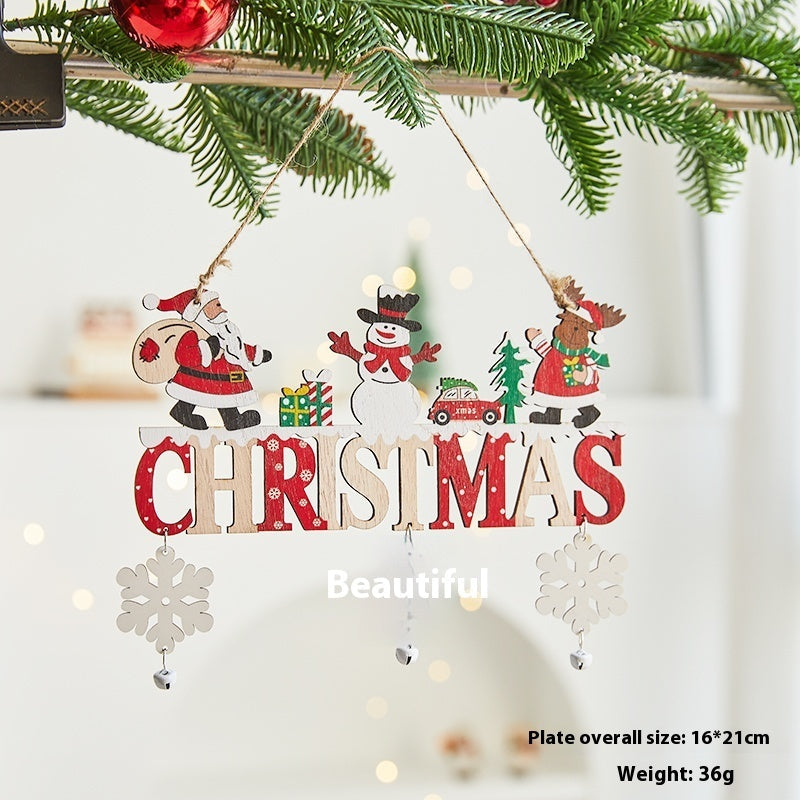 HKM-710099 Wooden Christmas Tree Ornaments - English Letter Card Designs in Festive Styles