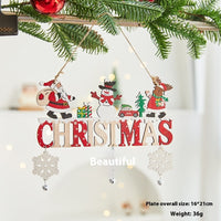 HKM-710099 Wooden Christmas Tree Ornaments - English Letter Card Designs in Festive Styles