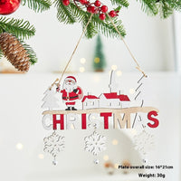 HKM-710099 Wooden Christmas Tree Ornaments - English Letter Card Designs in Festive Styles