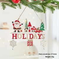 HKM-710099 Wooden Christmas Tree Ornaments - English Letter Card Designs in Festive Styles