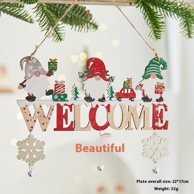 HKM-710099 Wooden Christmas Tree Ornaments - English Letter Card Designs in Festive Styles
