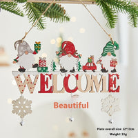 HKM-710099 Wooden Christmas Tree Ornaments - English Letter Card Designs in Festive Styles