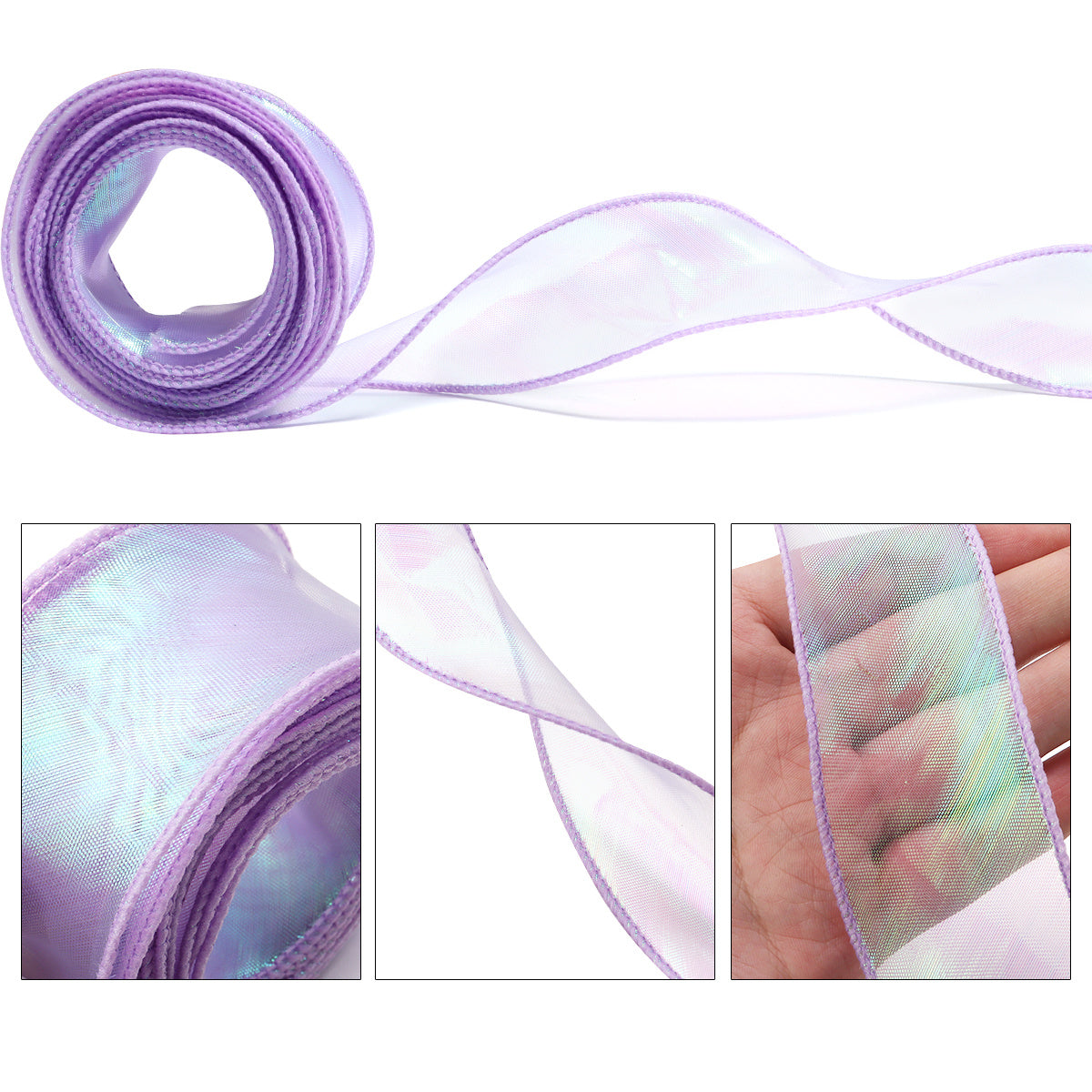 KTX-710163 Colorful Fishtail Organza Yarn Wave Edge Lace Ribbons - 5 Yards x 4 cm for DIY Bouquets and Gift Packaging