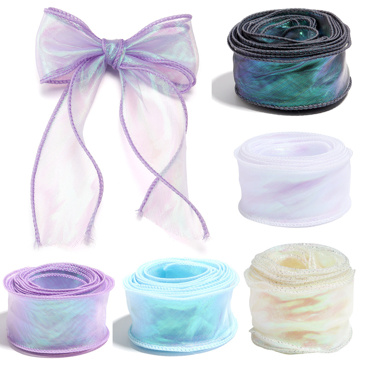 KTX-710163 Colorful Fishtail Organza Yarn Wave Edge Lace Ribbons - 5 Yards x 4 cm for DIY Bouquets and Gift Packaging
