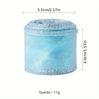HKM-710163 Colorful Fishtail Organza Yarn Wave Edge Lace Ribbons - 5 Yards x 4 cm for DIY Bouquets and Gift Packaging