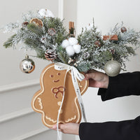 HKM-710291 Gingerbread Man Ceramic Vase for Modern Floral Arrangements, Hand-Painted Glazed Design