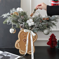 HKM-710291 Gingerbread Man Ceramic Vase for Modern Floral Arrangements, Hand-Painted Glazed Design
