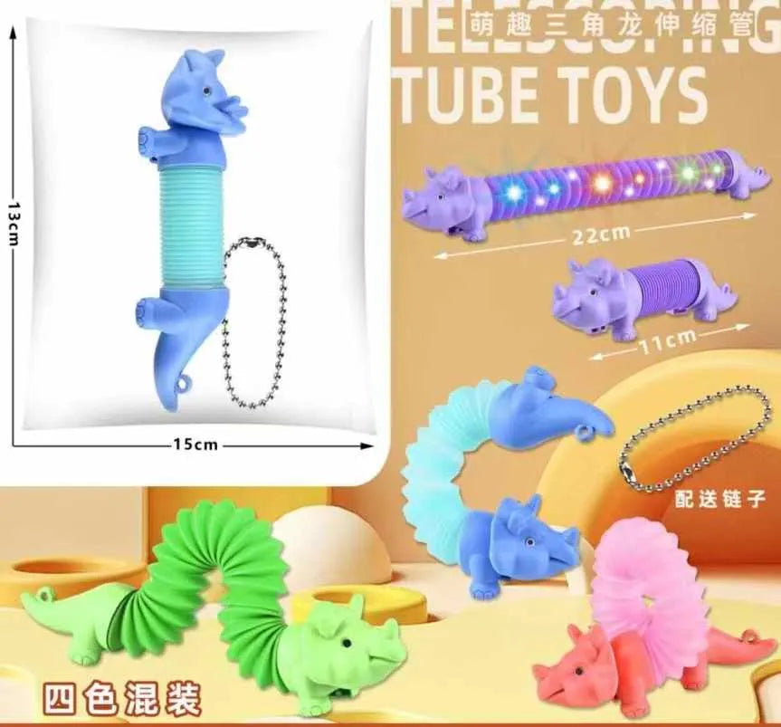 HKM-710291 LED Light-Up Giraffe Pop Tubes Sensory Toy for Kids and Adults, Educational Fidget Fun