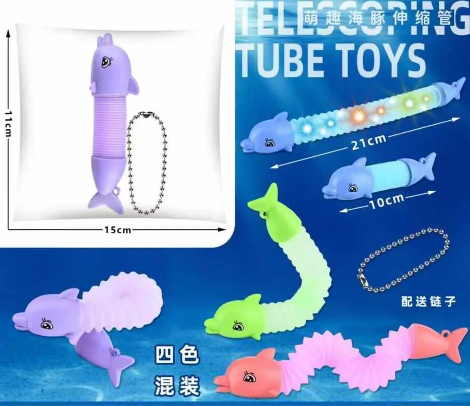 HKM-710291 LED Light-Up Giraffe Pop Tubes Sensory Toy for Kids and Adults, Educational Fidget Fun
