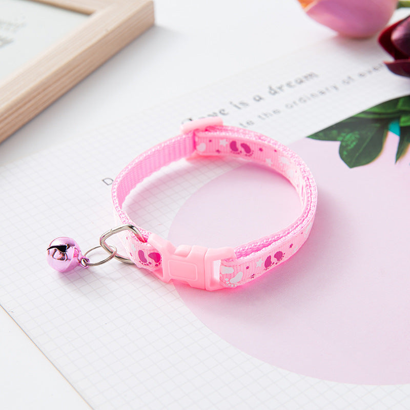 HKM-710355 Colorful Cartoon Double Footprints Bell Collar for Cats and Dogs