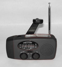 HKM-710355 Solar Hand Crank USB Charging Radio Flashlight in Red - Compact and Lightweight Emergency Device