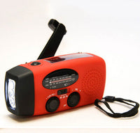 HKM-710355 Solar Hand Crank USB Charging Radio Flashlight in Red - Compact and Lightweight Emergency Device
