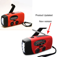 HKM-710355 Solar Hand Crank USB Charging Radio Flashlight in Red - Compact and Lightweight Emergency Device