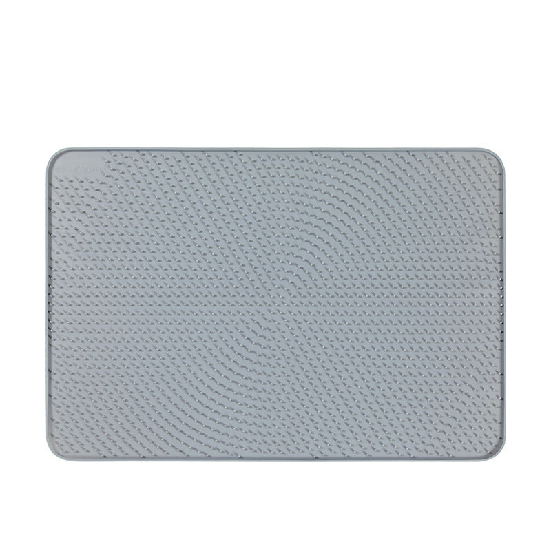 HKM-710419 Silicone Sand-proof Cat Litter Box Mat - Easy Clean, Space-saving Design Available in Grey, Pink, Blue, Purple
