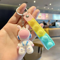 HKM-710483 3D Cartoon Bear Keychain in Silicone for Men and Women, Fashionable Key Pendant for Bags and Cars