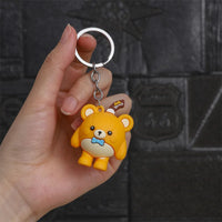HKM-710483 3D Cartoon Bear Keychain in Silicone for Men and Women, Fashionable Key Pendant for Bags and Cars