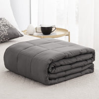 HKM-710483 Gray Large Plaid Gravity Blanket - Solid Polyester, Multiple Weights and Sizes Available