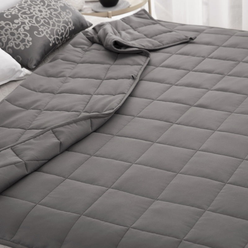 HKM-710483 Gray Large Plaid Gravity Blanket - Solid Polyester, Multiple Weights and Sizes Available