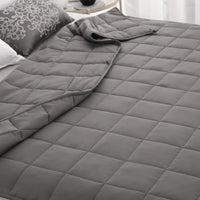 HKM-710483 Gray Large Plaid Gravity Blanket - Solid Polyester, Multiple Weights and Sizes Available