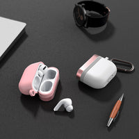 HKM-710547 Protective Case for AirPods Pro - Silicone & Aluminum Alloy with Carabiner, Multiple Colors Available