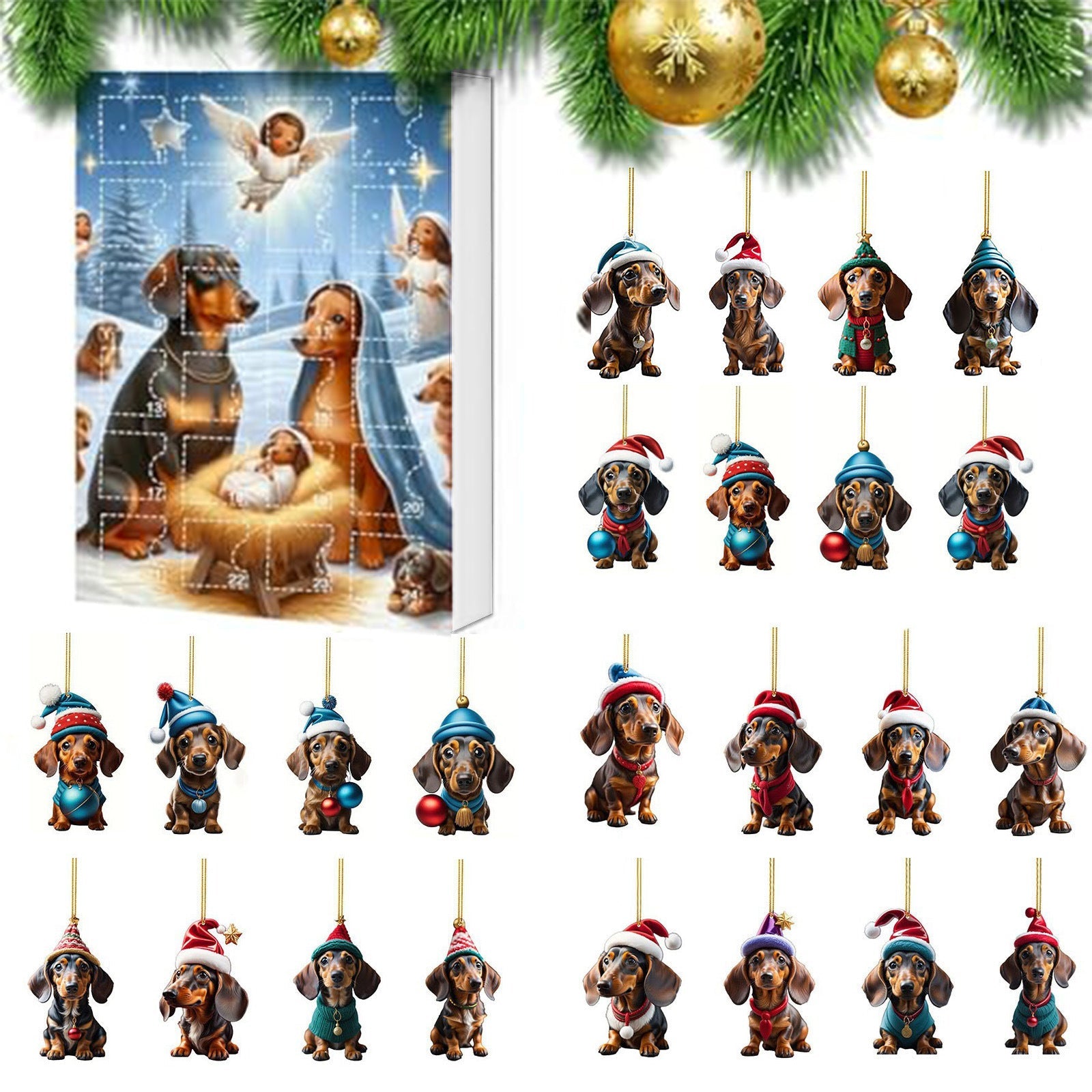 HKM-710611 Christmas Countdown Pet Pendant Home Decoration in Various Colors