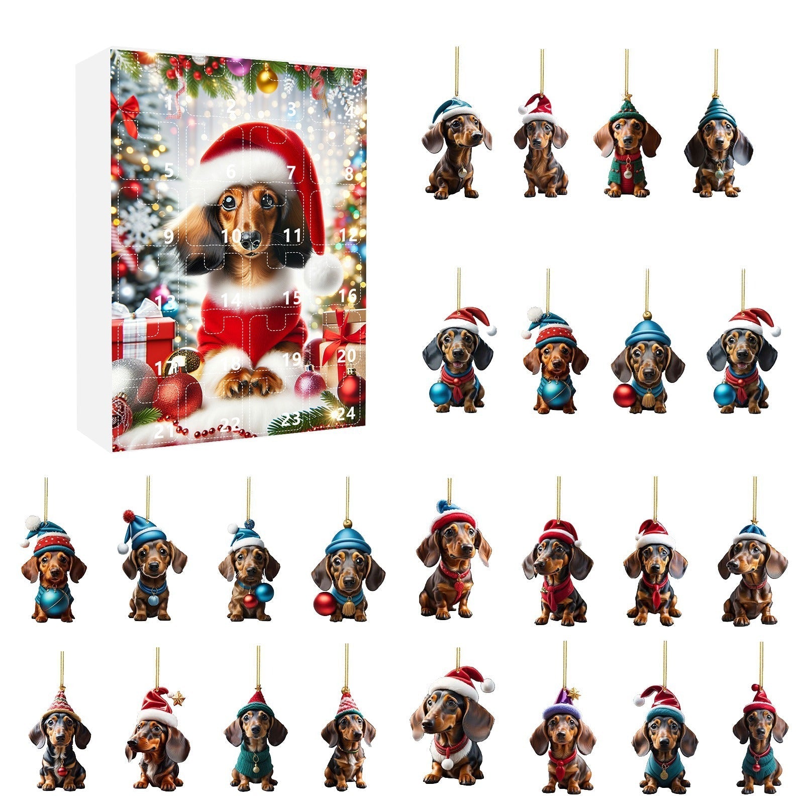 HKM-710611 Christmas Countdown Pet Pendant Home Decoration in Various Colors