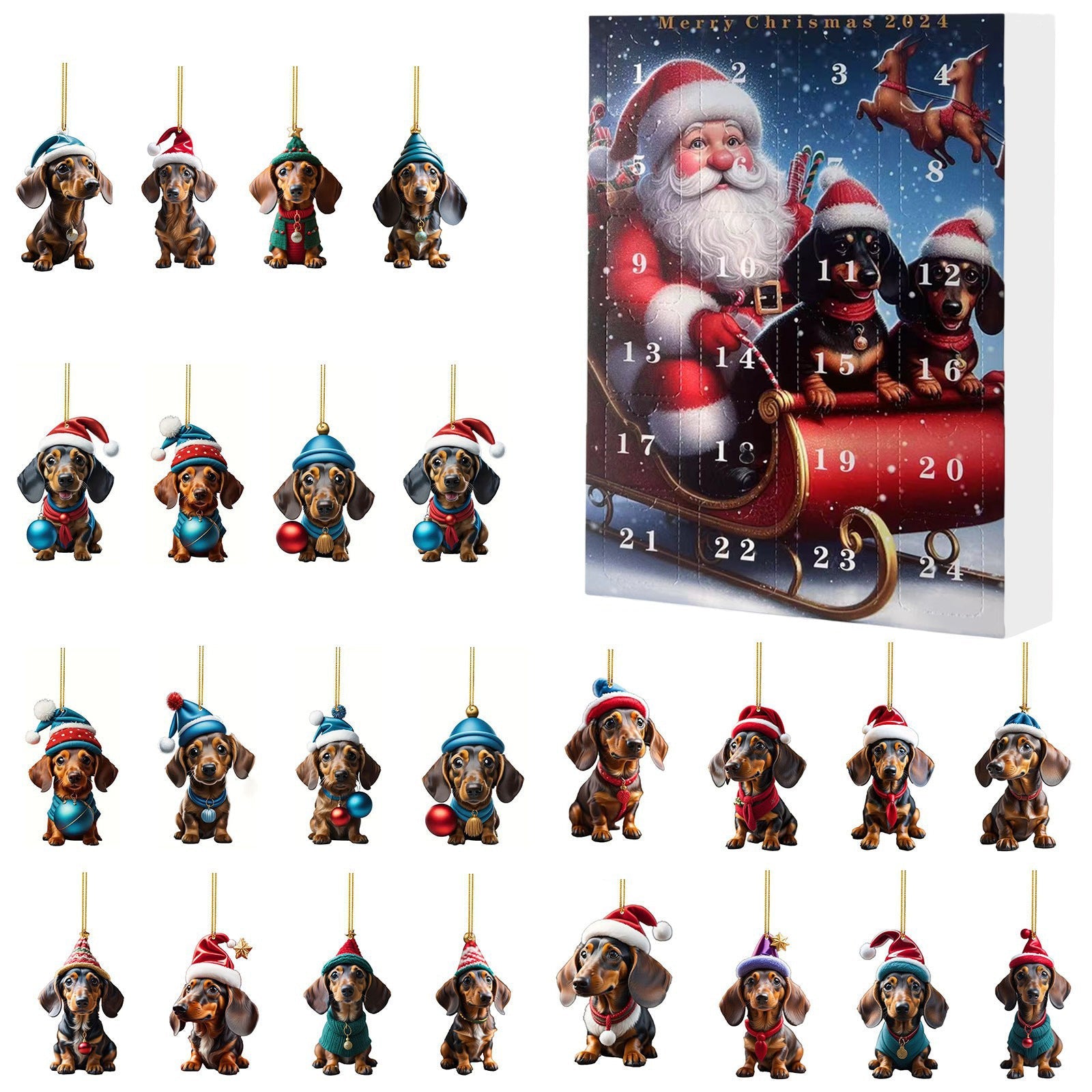 HKM-710611 Christmas Countdown Pet Pendant Home Decoration in Various Colors