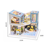 HKM-710739 Classic Wooden Dollhouse DIY Kit with Miniature Furniture for Kids Ages 6+