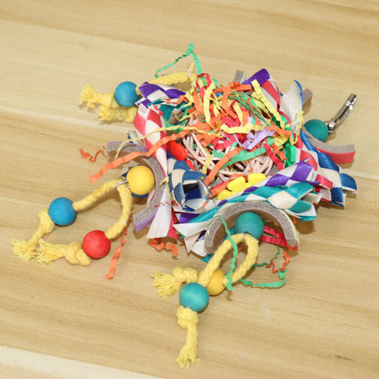 HKM-710739 Colorful Paper Tube Decorative Pendant for Parrots and Birds - 13x22CM