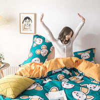 HKM-710803 Aloe Cotton 4-Piece Modern Reactive Print Bedding Set