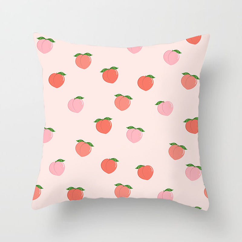 HKM-710867 Fruit-Themed Peach Skin Pillowcase for Home and Car - 45x45cm Cushion Cover