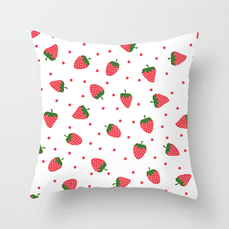 HKM-710867 Fruit-Themed Peach Skin Pillowcase for Home and Car - 45x45cm Cushion Cover