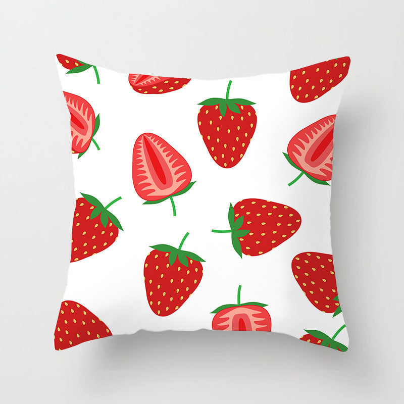 HKM-710867 Fruit-Themed Peach Skin Pillowcase for Home and Car - 45x45cm Cushion Cover