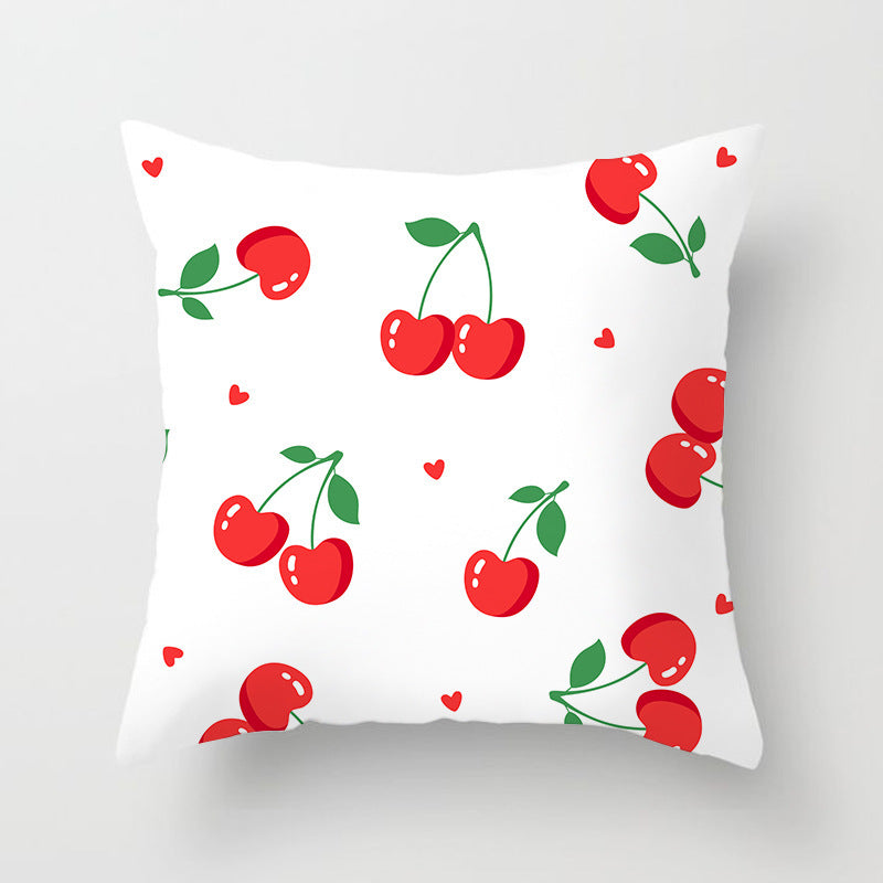 HKM-710867 Fruit-Themed Peach Skin Pillowcase for Home and Car - 45x45cm Cushion Cover