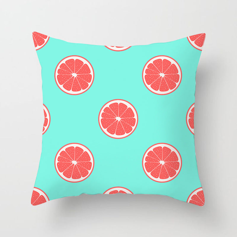 HKM-710867 Fruit-Themed Peach Skin Pillowcase for Home and Car - 45x45cm Cushion Cover