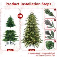 HKM-710931 Pre-Lit PVC Christmas Tree with Lights in 4ft, 5ft, 6.5ft, and 7.5ft Heights