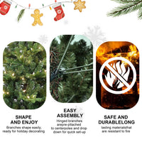 HKM-710931 Pre-Lit PVC Christmas Tree with Lights in 4ft, 5ft, 6.5ft, and 7.5ft Heights