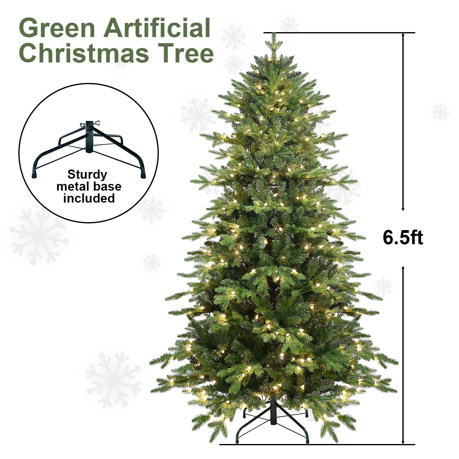 HKM-710931 Pre-Lit PVC Christmas Tree with Lights in 4ft, 5ft, 6.5ft, and 7.5ft Heights