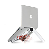 HKM-710995 Aluminum Cooling Stand for iPad, Tablet, and Laptop - Adjustable Desktop Holder in Black/White