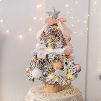 HKM-711251 Illuminated Pink Snow Spray Christmas Tree Decoration - 45CM Desktop Ornament