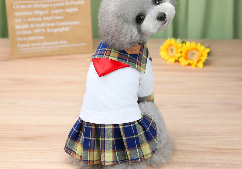 HKM-711251 Sailor Style Pet Dress with Matching Streamers for Cats