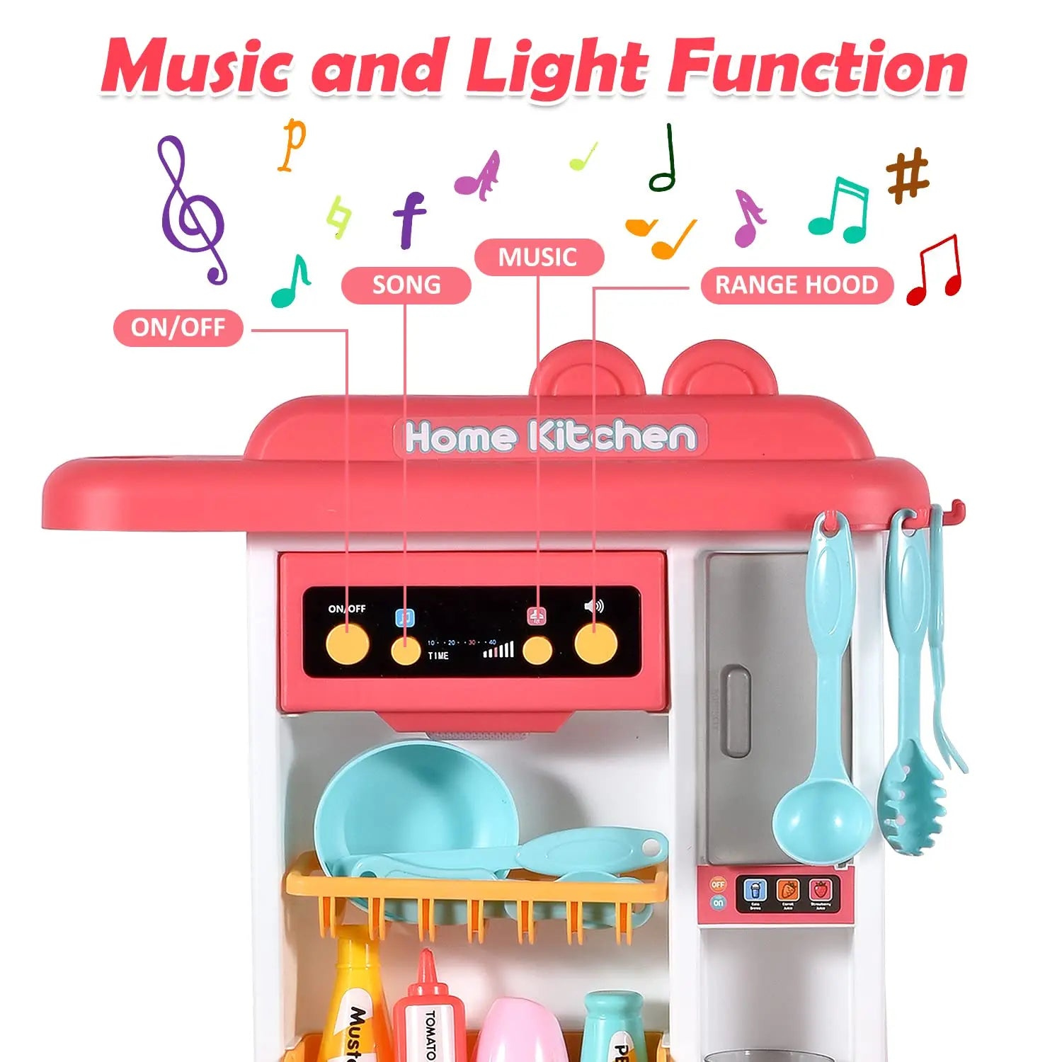 KTX-711315 Children's 43-Piece Pretend Play Kitchen Set with Realistic Lights & Sounds for Ages 2-13