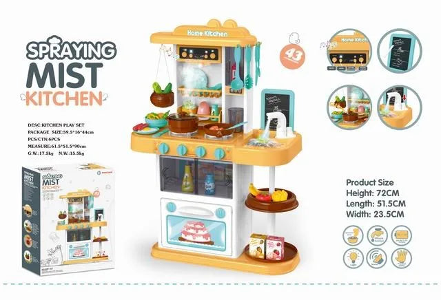 KTX-711315 Children's 43-Piece Pretend Play Kitchen Set with Realistic Lights & Sounds for Ages 2-13