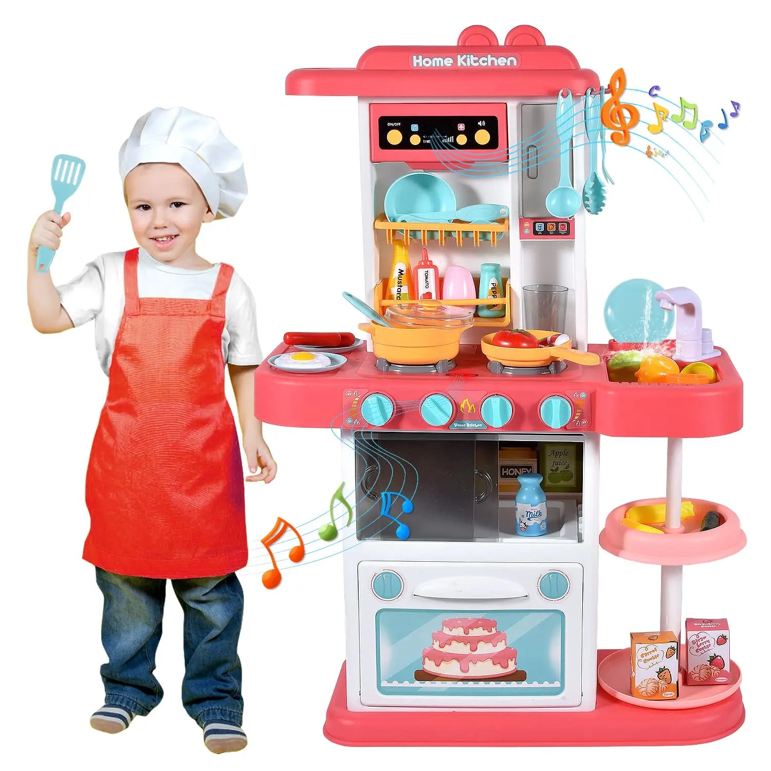 KTX-711315 Children's 43-Piece Pretend Play Kitchen Set with Realistic Lights & Sounds for Ages 2-13